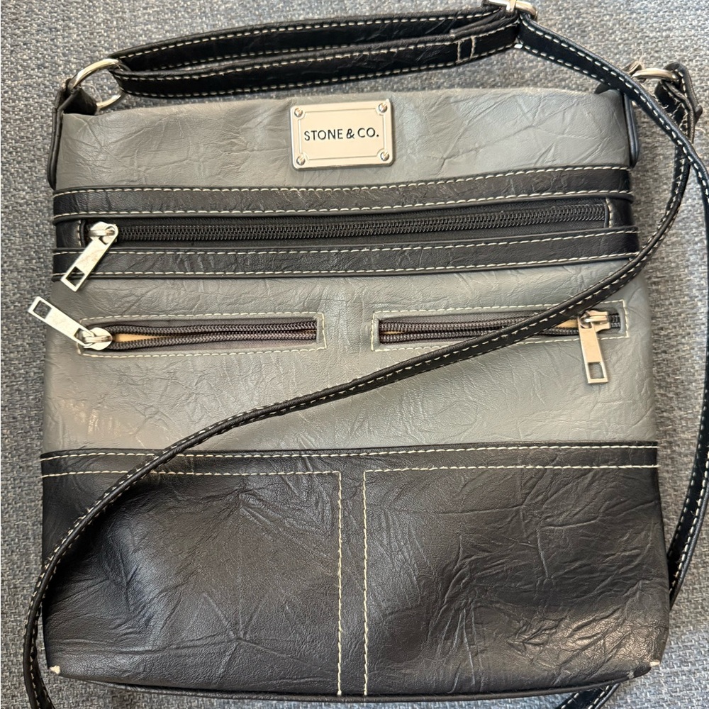 Stone & Co. Two-Tone Black and Gray Messenger Bag